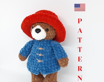 Bear Plushie Crochet Pattern PDF: Amigurumi Teddy Bear Traveler Doll