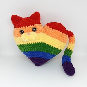 LGBT+ Pride heart cat Stuffed Rainbow heart cats for Valentine's day Heart plush crochet cat Amigurumi cat LGBT Gay, Lesbian, Bisexual