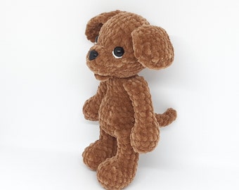 Custom color puppy Cute crochet puppy plush Brown puppy plush Amigurumi stuffed dog Crochet animal toy Baby shower Kawaii amigurumi puppy