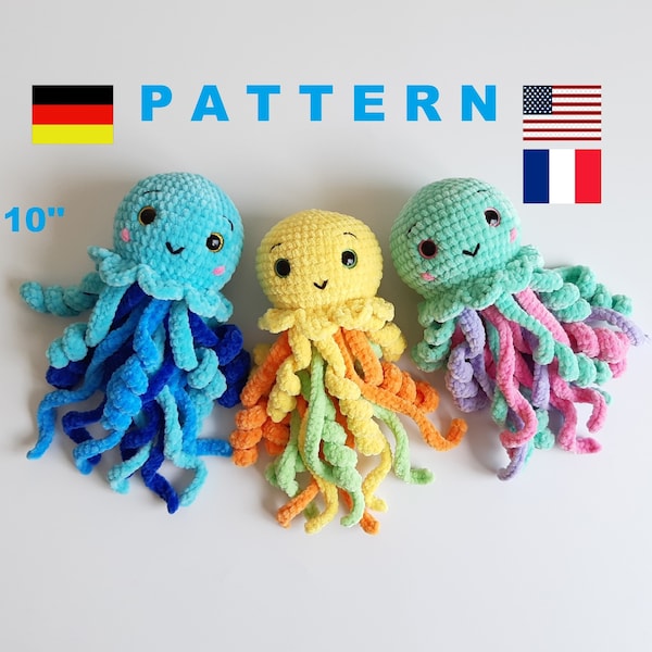 Plush Jellyfish PATTERN Crochet jellyfish plush pattern Jellyfish pdf Easy crochet pattern plushies Baby shower gift Kawaii jellyfish