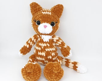 Crochet Plush Tabby Cat: Handmade Stuffed Kitty toy