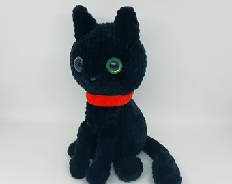 Crochet Cat plush Black cat stuffed Custom cat amigurumi plush kitten Kawaii cat toy Cute plush kitty