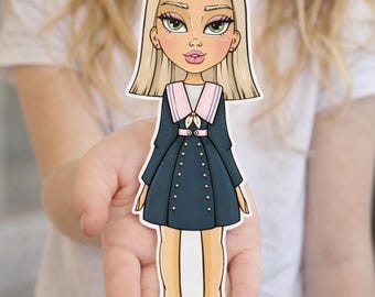 Kolorowanka AVA Fashion Paper Dolls, zestaw papierowych lalek do druku, ubranka dla lalek do przebierania, zajęcia plastyczne dla dzieci, lalka papierowa DIY, prezent dla dziewczynki