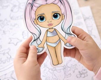 Printable Mermaid Coloring Book + Paper Dolls | Dress Up Mermaids | Under the Sea Activity for Kids