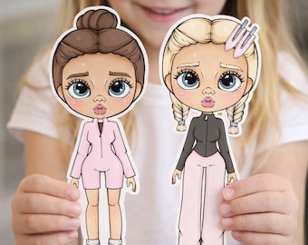 Liana Pink Paper Dolls Set Printable Dress Up Doll Clothes Kids Paper Doll Activity Fashion Paper Doll