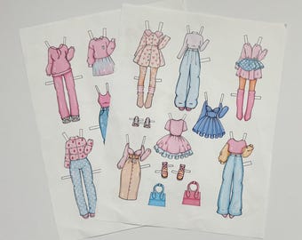 Набор бумажных кукол для печати: 2 куклы, 24 наряда и раскраски (загрузка PDF)