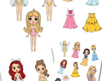 Printable Princess Paper Dolls Set – DIY Coloring Activity (PDF)