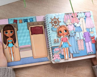 Sea House Paper Dolls Dress Up Set – Reusable Activity Book for Kids with Hook & Loop Fasteners, Travel Quiet Toy