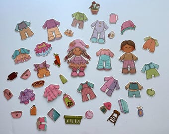 Gnome Paper Dolls Set: Reusable Dress-Up Book, 2 Dolls, 56 Outfits
