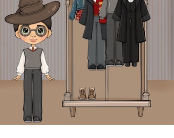 Wizard Friends Paper Dolls – Printable Dollhouse Set, Magical Characters & Rooms, Digital Download for Kids