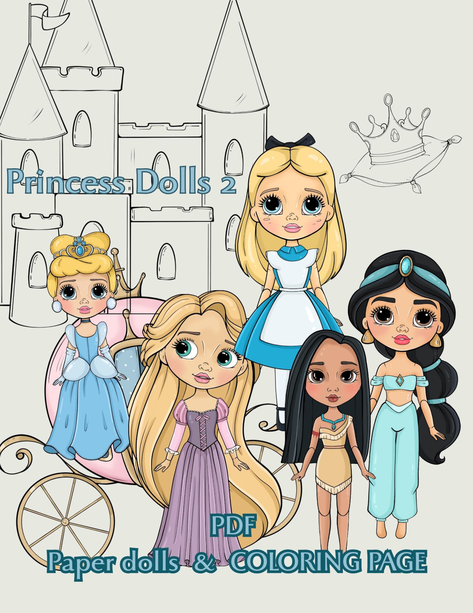 Princess Paper Dolls Set – Printable PDF & Coloring Pages | Kids Craft ...