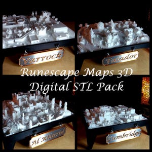 RuneScape 3D STL Map Pack – 4 digitale stadsbestanden voor 3D-printen | Varrock, Lumbridge, Falador, Al Kharid