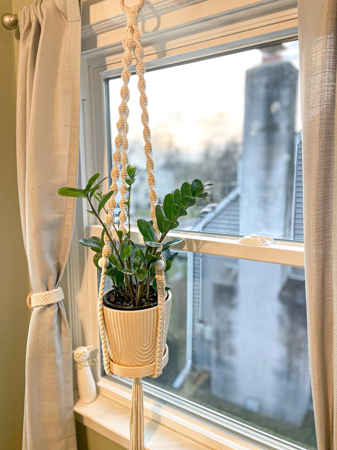 Beaded Macrame Plant Hanger Etsy