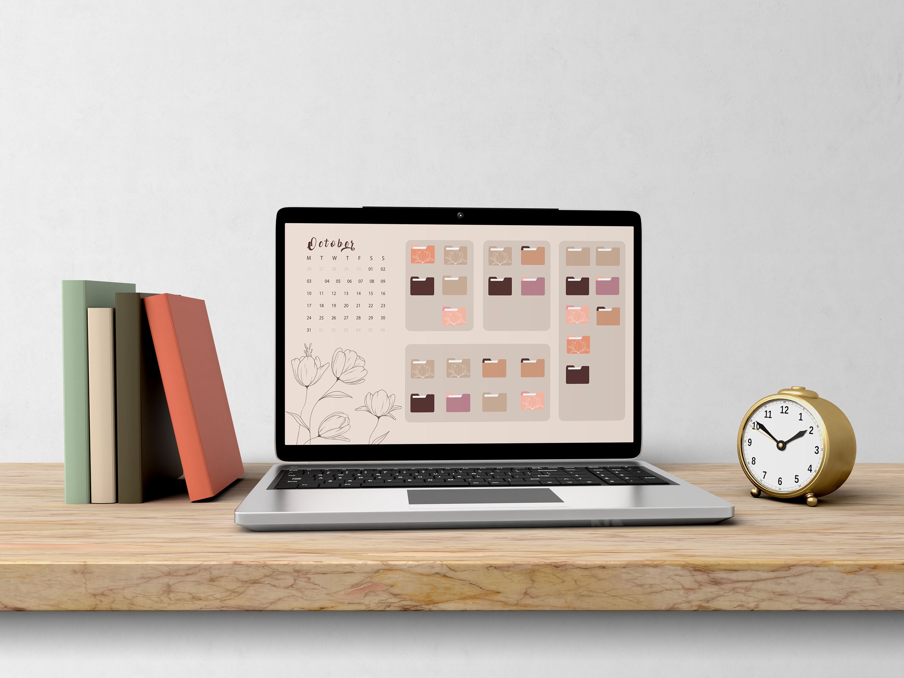 Desktop Wallpaper Organizer 2021-2022 minimalist boho brown | Etsy