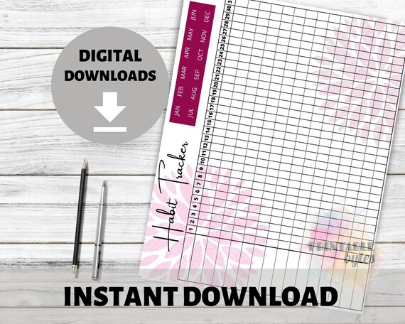 Printable Two Page Tracker Checklist With Flowers 8.5x11 A4 - Etsy