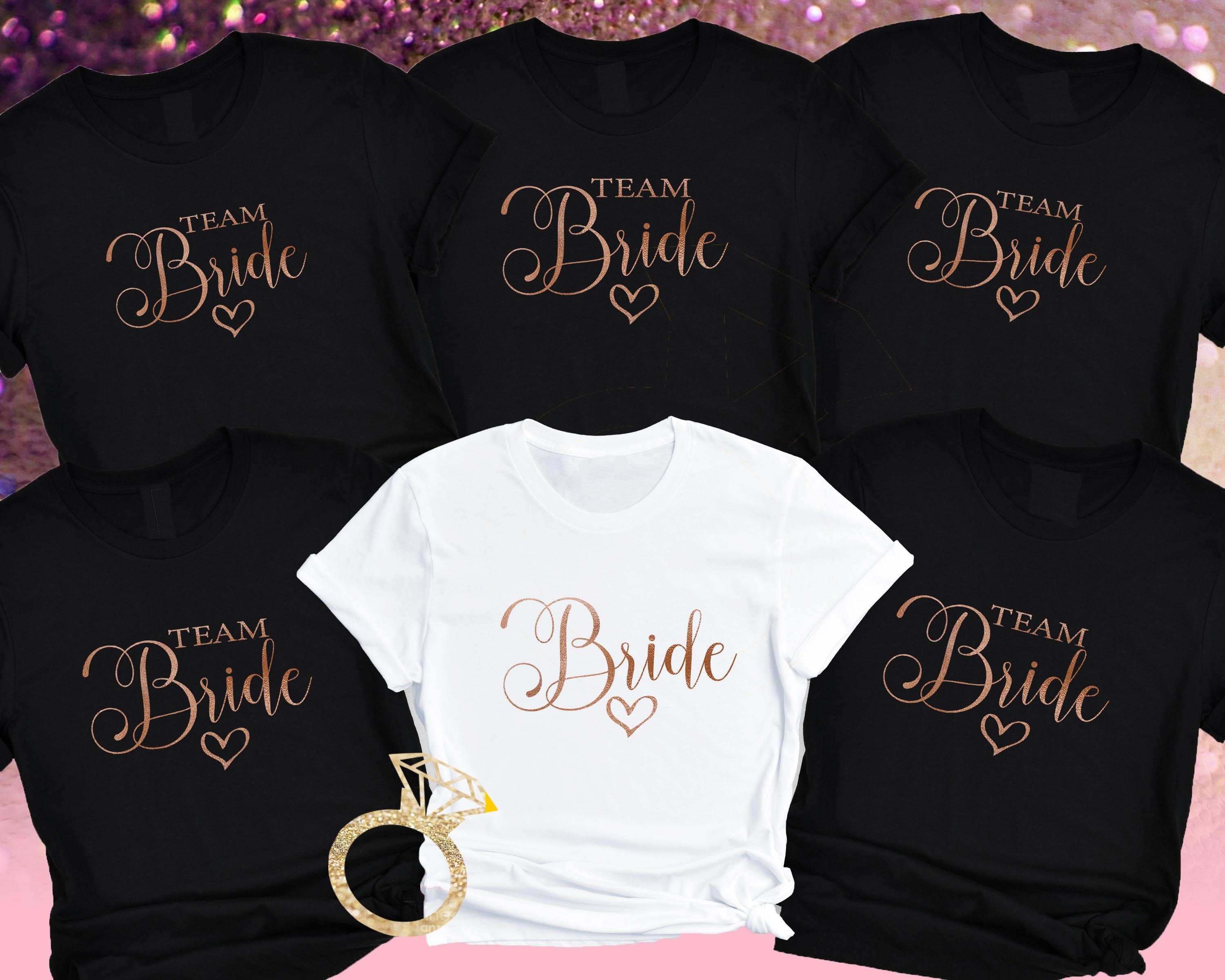 Team Bride Hen Party Rose Gold T Shirt 