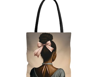 Bolsa tote com laço de coquete de menina da moda afro-americana, presentes para meninas, presentes de balé, balé, bailarina, bailarina negra, presentes para meninas negras
