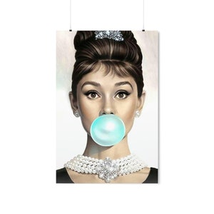 Blue Audrey Premium Matte Vertical Poster, Audrey Hepburn, Audrey Hepburn Poster, Breakfast at Tiffany&#39;s, Fashion Poster, Princess Art