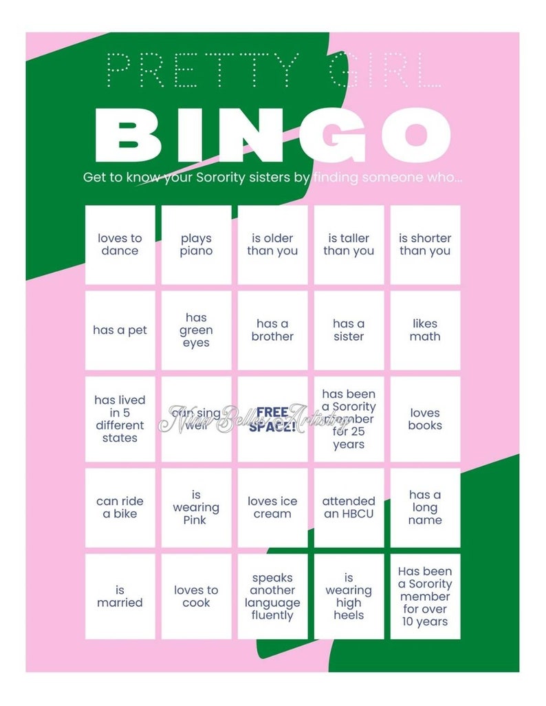 Pretty Girl Bingo 24 Cards AKA AKA Games Pretty Girl - Etsy