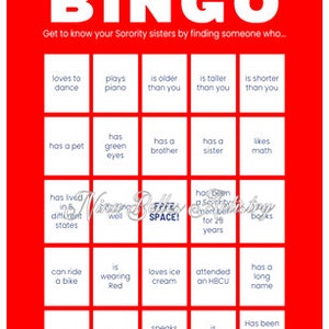 Bingo de hermandades (24 tarjetas), Juegos para romper el hielo, Regalos para hermandades, Hermandad, Juegos de hermandades, Crimson and Cream, Bingo de hermandades