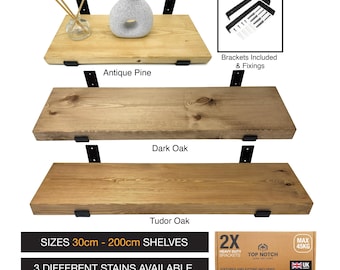 Rustic Wooden Shelf Handmade With Heavy Duty Brackets Solid Wood Board Shelves Handcrafted Home decor Wall Shelf 4.3cm Thick