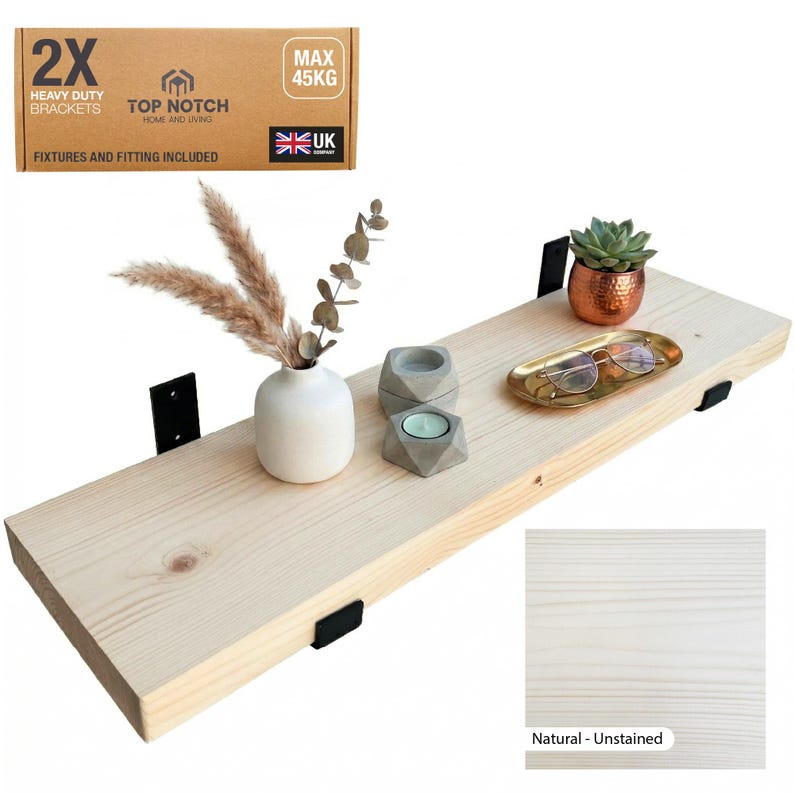 Natural Unstained Wooden Shelf
