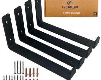 Shelving Brackets Heavy Duty Metal Industrial Scaffold Shelf Brackets Rustic Wall Brackets Wooden Shelves L-Shaped Shelf Supports Matt Black