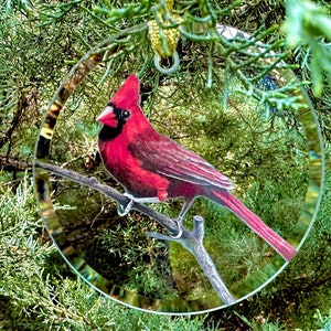 Cardinal Christmas Tree Ornament - Ornaments for Home - Birder Gift Idea - Gift for Bird Lovers - Art for Bird Lovers - Glass Bird Ornament