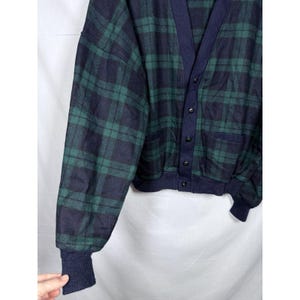 Pendleton NWT Sweater Mens XL Black Watch Plaid Wool Cardigan USA Vintage 90s image 5