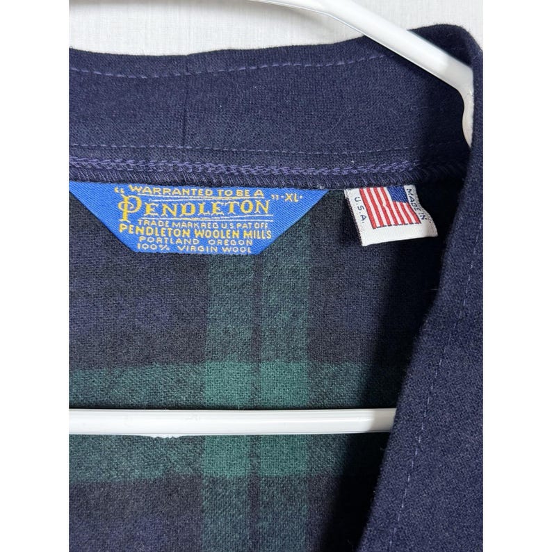 Pendleton NWT Sweater Mens XL Black Watch Plaid Wool Cardigan USA Vintage 90s image 7