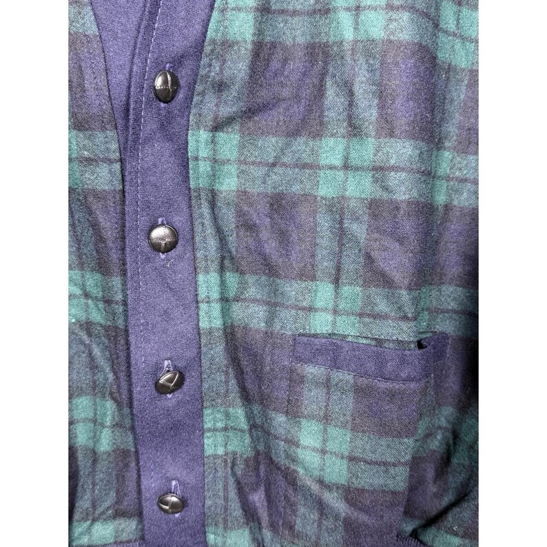 Pendleton NWT Sweater Mens XL Black Watch Plaid Wool Cardigan USA Vintage 90s image 4