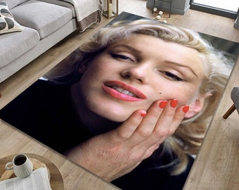 Marilyn Monroe Area Rug, Legend Star, Music Room Decor, Home Decor, Living Room Rug, Fan Carpet, Non Slip Floor Carpet,Teen&#39;s Rug, Red Lips