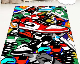 Sneakers Rug, Basketball Rug, Jumpman Rug, Living Room Rug, Bedroom Rugs, Art Aesthetic Rug, Teens Rug, Area Rug, Kids Room Rug, Gaming Room