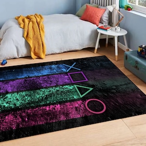 Game Room Rugs, Gaming Room, Play Mat, Kids Room Decor, Game Carpet, Area Rug, Themed Rug, Modern Rugs, Boy Room Rug,NonSlip Rug, Modern Rug