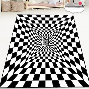 Black And White Rug, Illusion Psychedelic Area Rug, Optical Rug, Psychedelic Area Rug, Indoor Rug, Outdoor Rugs, Home Decor Rugs,