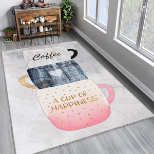Coffee Cup Rug, Kitchen Rug, Modern Rug, Custom Rug, Living Room Rug, Popular Rug, Floor Rug, Area Rug, Minimalist Rug, Home Decor Rug, Gift