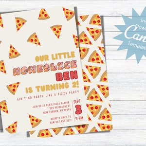 Editable Pizza Party Invitation, Customizable Kids Birthday Invite, Homeslice Birthday, Boys Pizza Invitation, Instant Download Template