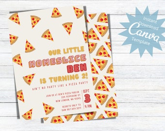 Editable Pizza Party Invitation, Customizable Kids Birthday Invite, Homeslice Birthday, Boys Pizza Invitation, Instant Download Template