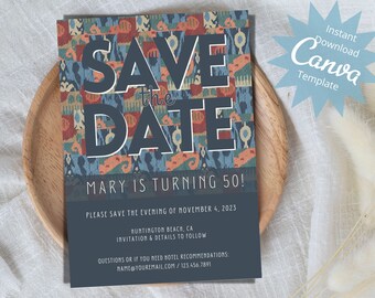 Editable Save the Date, Sophisticated Boho, Save the Date, Birthday Save the Date, Any Event Save the Date, Printable Instant Download