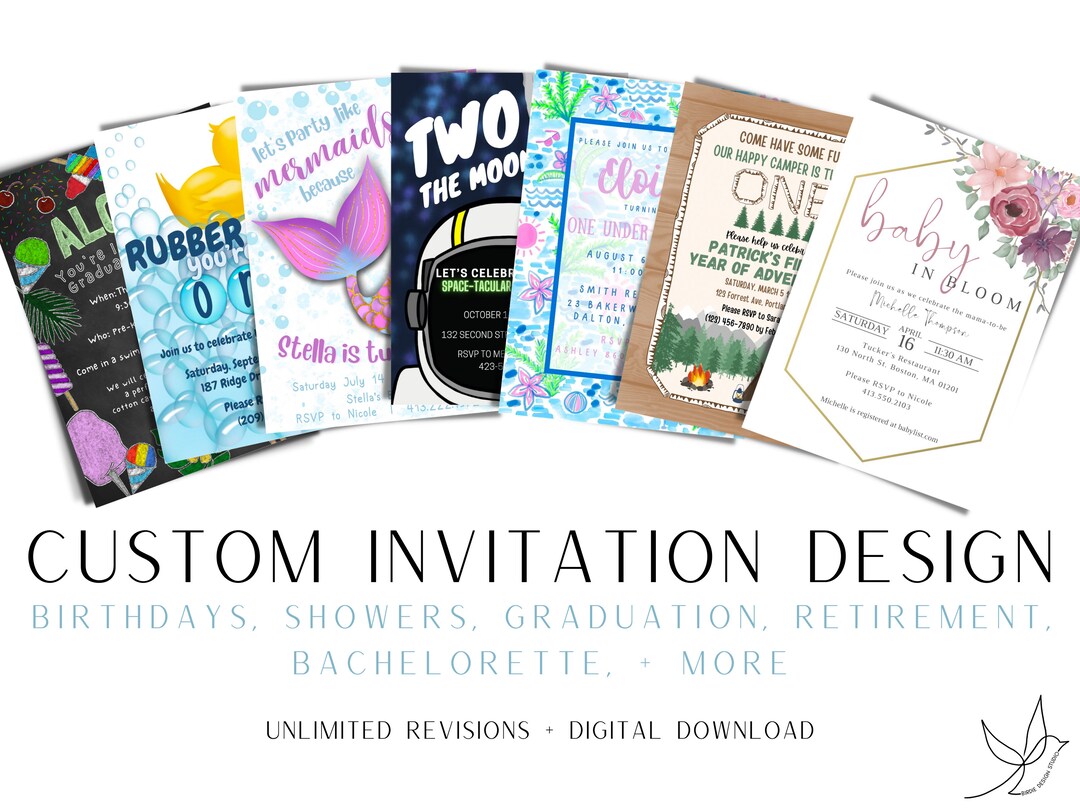 Custom Party Invitation Design, Made to Order Invites, Design Your Own ...