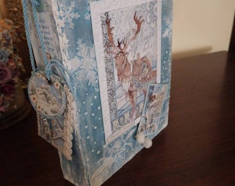 Junk Journal Vintage-Diary-Winter Tales-Travel Notebook-Handmade-Journal Scrapbook- Photo Album-Memory Book-