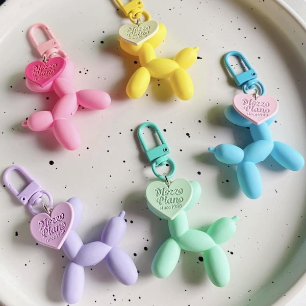 Balloon Dog Keychain, Pop Art Bag Charm, Kawaii Animal Accessory, Mezzo Piano Since 1988