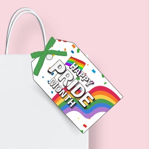Afdrukbare Pride Month-tags | Direct downloaden, afdrukbare cadeaukaartjes voor traktatiezakjes, feestartikelen | Gay Pride, LBGTQ+ Pride Month | Regenboog