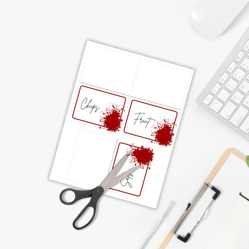Editable Blood Splatter Food Labels, Name, Table Cards | Printable ...