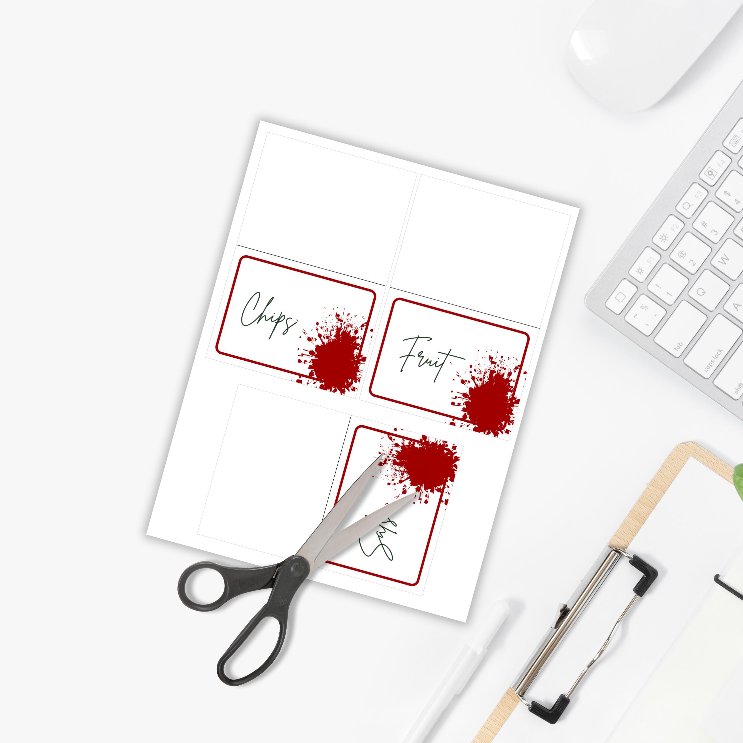 Editable Blood Splatter Food Labels, Name, Table Cards | Printable ...