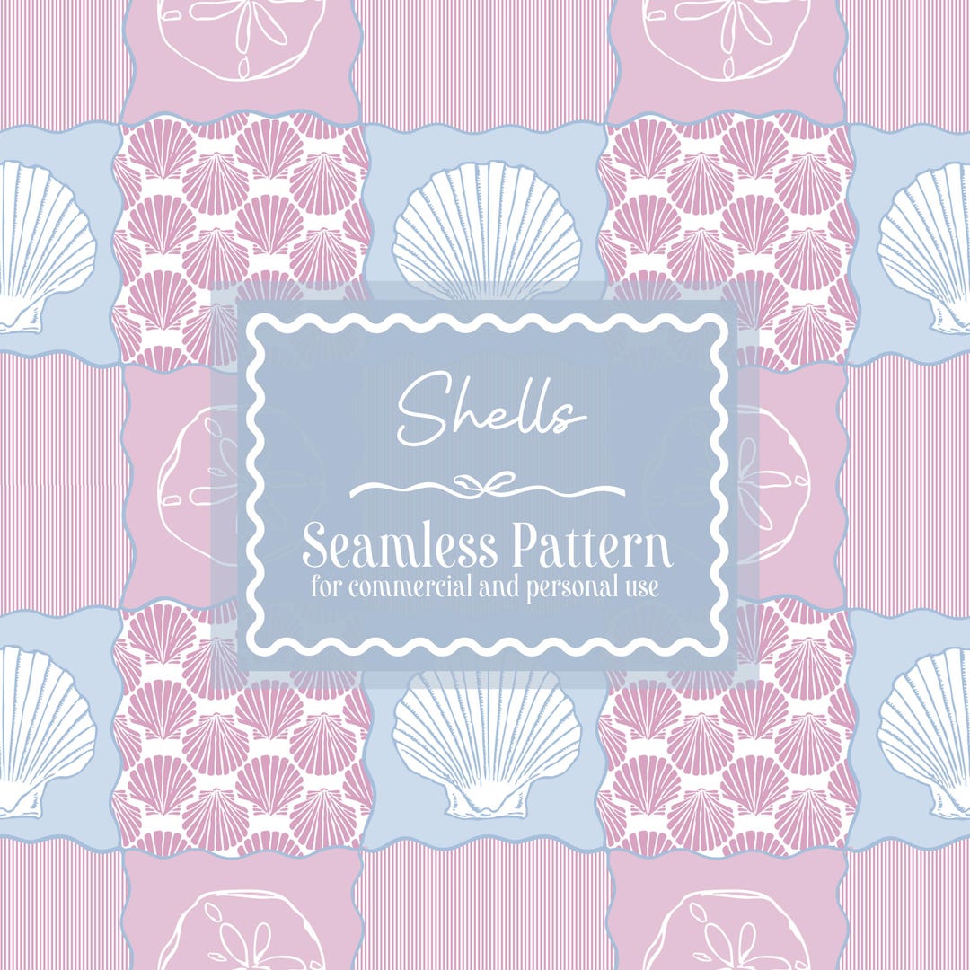 Seamless Sea Shell Girl Pattern | Coastal, Beach, Shells, Patchwork ...
