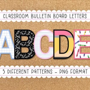 Cartas imprimibles del tablón de anuncios del aula, PNG / Decoración escolar para maestros, Aprendizaje preescolar / Decoración de aula de moda / Decoración de pizarra