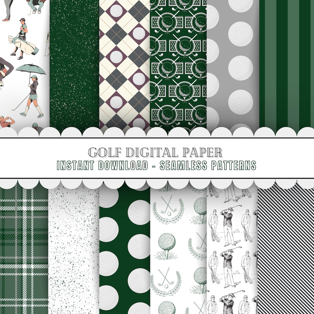 Golf Themed Digital Paper Bundle | Instant Download Golfing Seamless ...