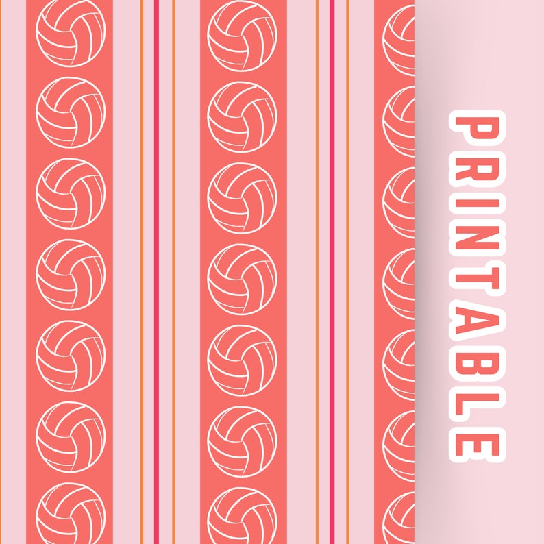 Instant Download Volleyball Digital Paper Bundle, Seamless | Colorful, Pink, Girly Volleyball Player Patterns for Scrapbooking, Crafting image 7