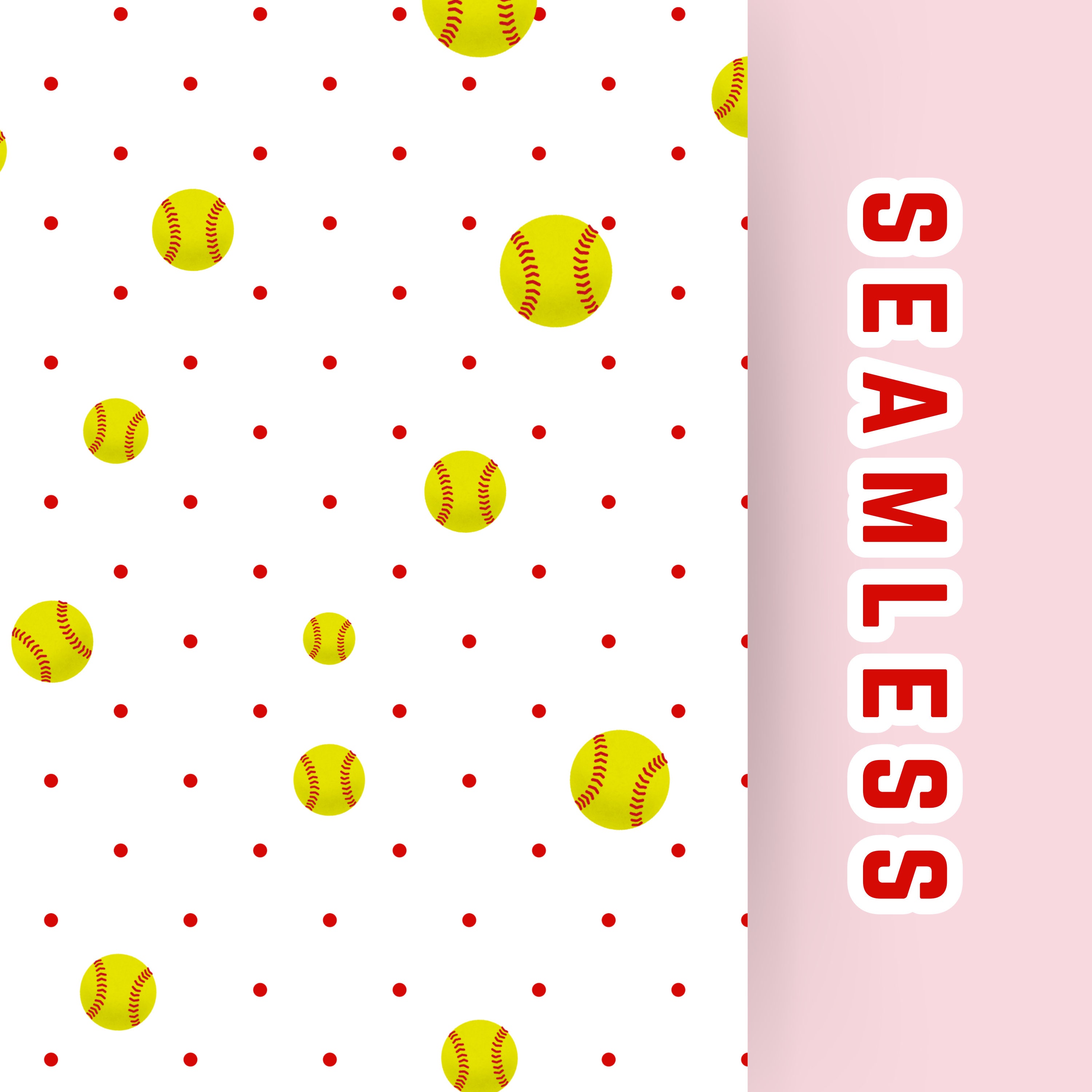 Soft Ball Pattern Seamless Softball Digital Paper Bundle | Instant Download Girly ...